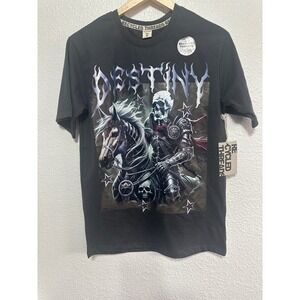 Recycled Threads Mens Destiny Skull Knight Graphic T-Shirt Black Small NWT
